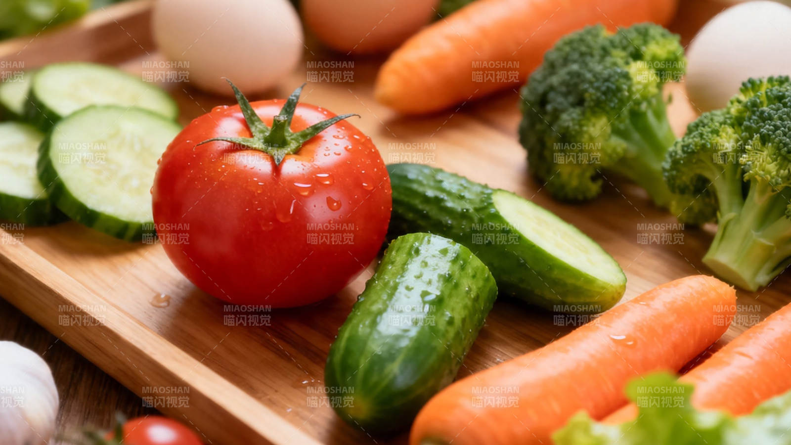 新鲜蔬菜拼盘 色彩缤纷健康餐图片