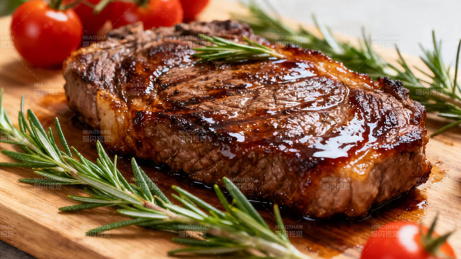香煎牛排配迷迭香小番茄图片