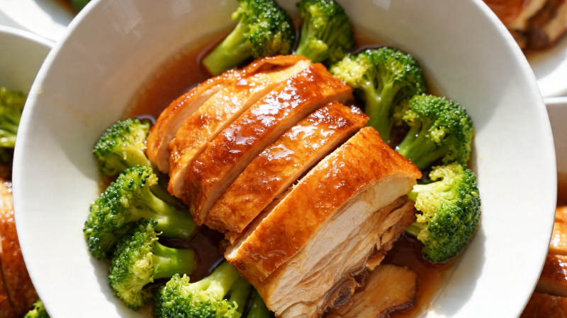 酱香鸡配西兰花图片