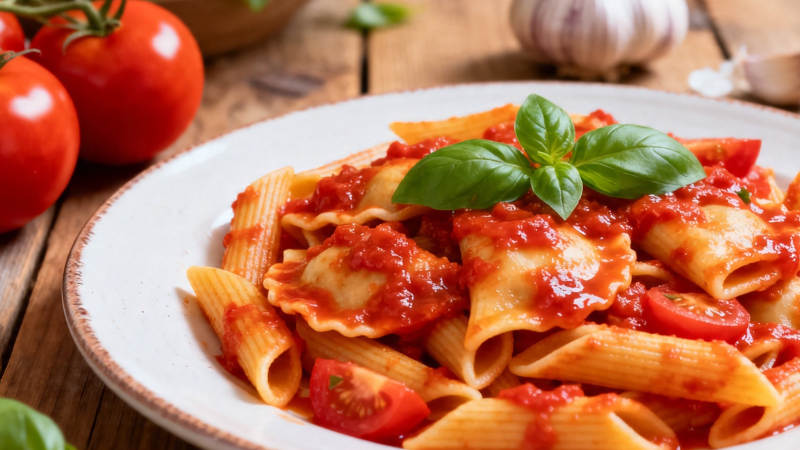 意面配番茄罗勒酱图片