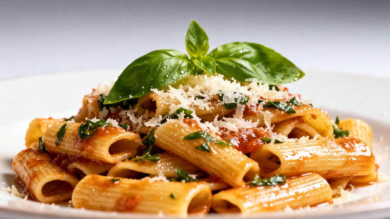 意式通心粉配罗勒芝士图片