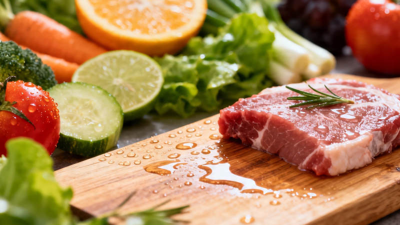 鲜蔬配牛排 健康美味餐图片