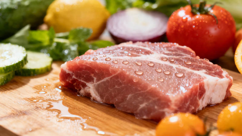 鲜猪肉配蔬菜 健康美味图片