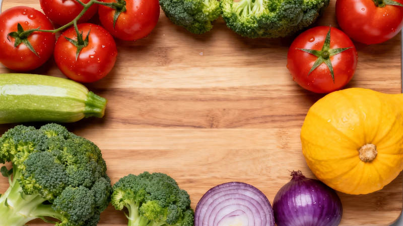 新鲜蔬果围边 木盘留白待填图片