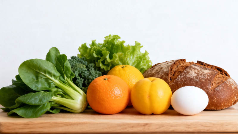 健康食材摆盘 蔬果蛋面包图片