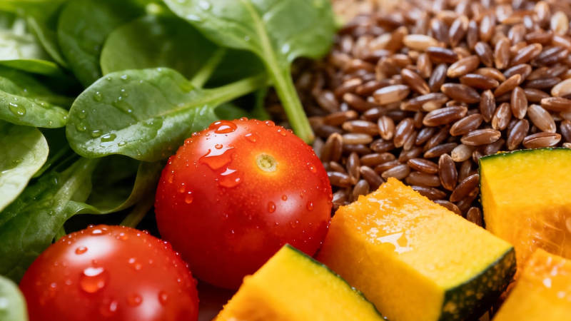 新鲜蔬果谷物健康餐图片