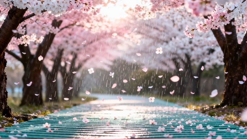 樱花雨径 春日浪漫小径图片