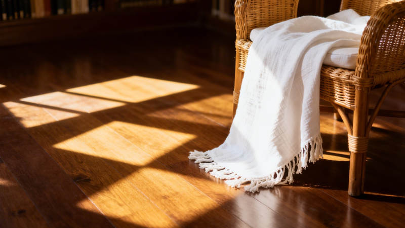 阳光洒落 藤椅静享温柔时光图片