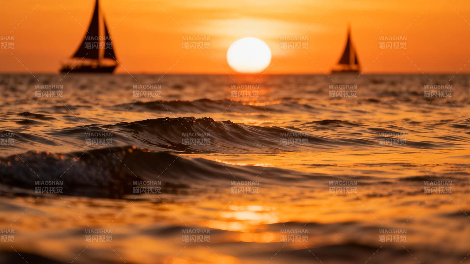 夕阳帆船 金波荡漾图片