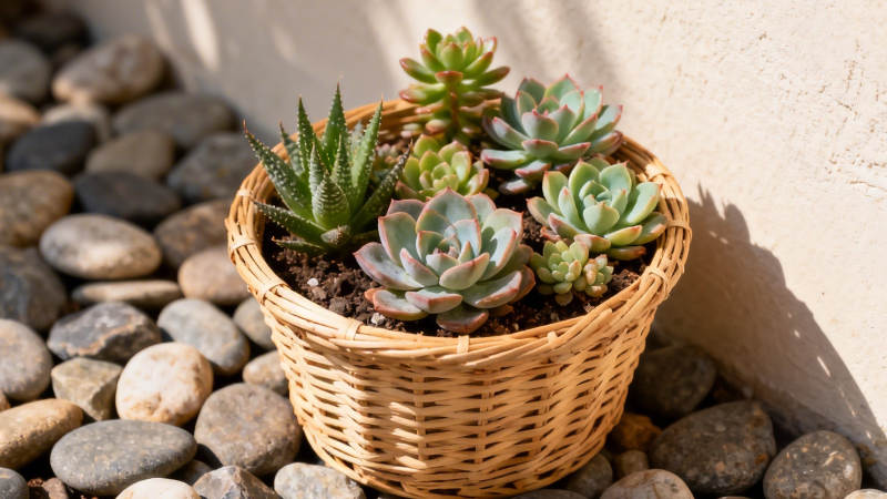 篮中多肉 石间静美图片