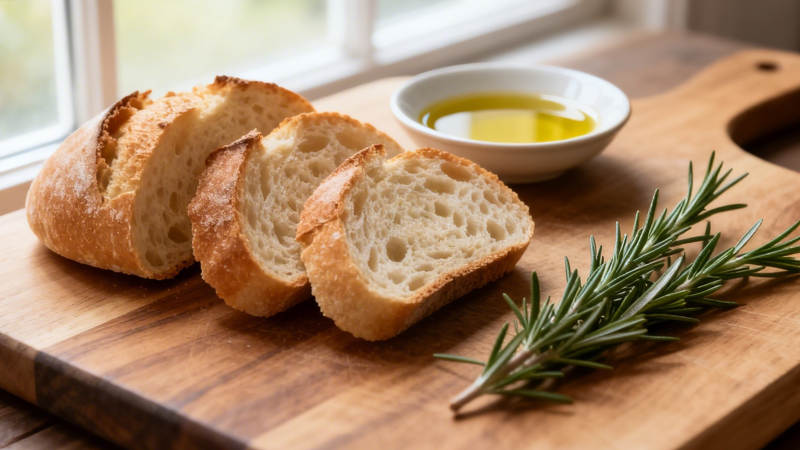 面包配橄榄油与迷迭香图片