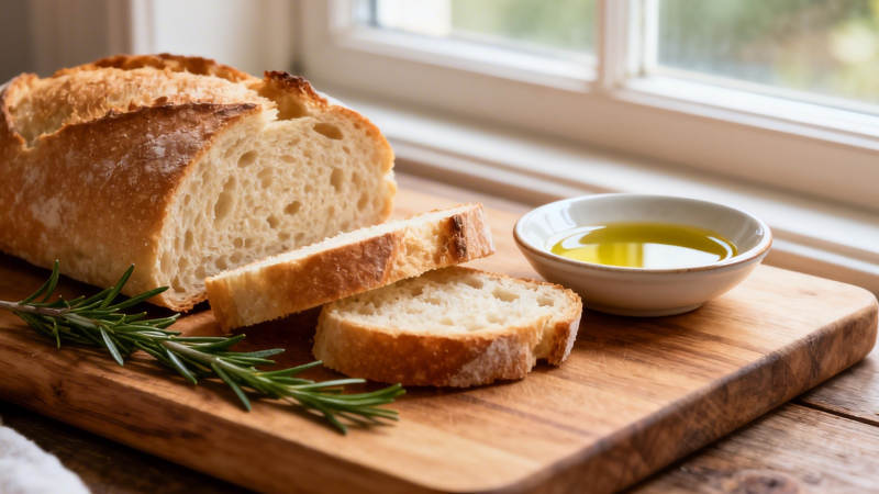 面包配橄榄油 窗边晨光香图片