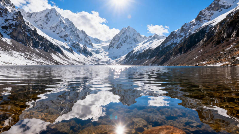 雪山映湖 天光共影图片