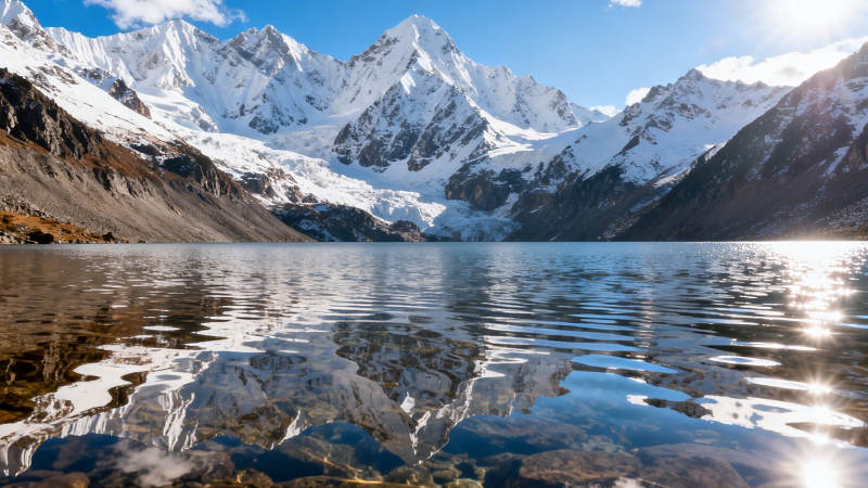 雪山映湖 静谧如画图片