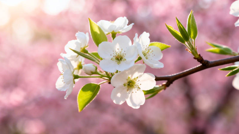 春花绽放 粉白相间美如画图片