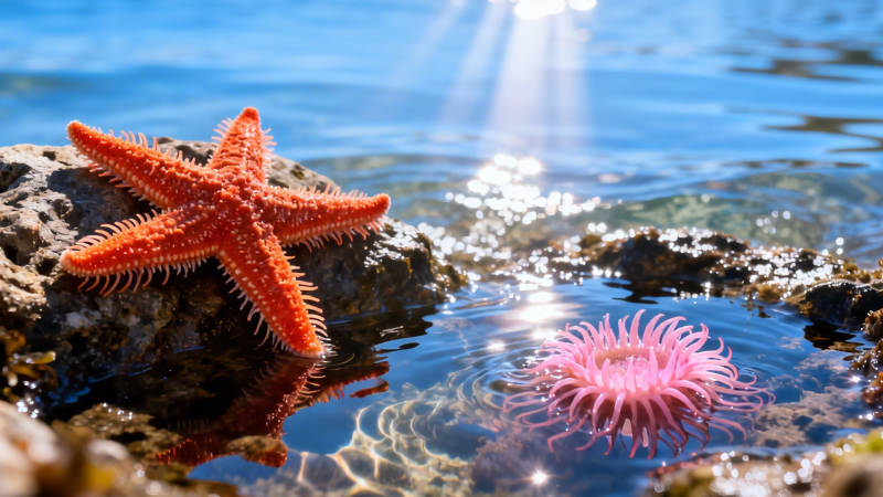 海星与海葵的潮汐邂逅图片