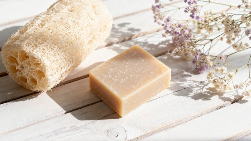 天然皂与海绵 花香伴沐浴图片