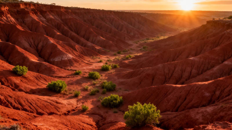 红土峡谷夕阳美图片