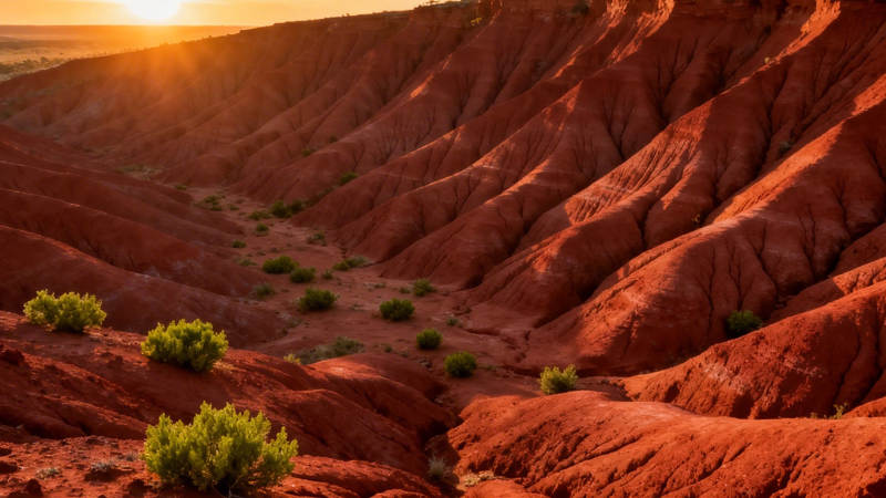 红土峡谷夕阳美图片