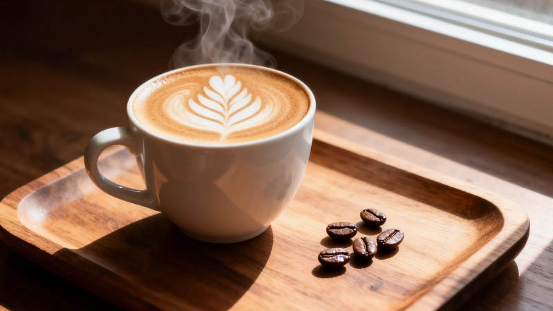 窗边热咖 豆香伴晨光图片