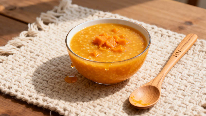 南瓜粥配木勺 暖胃又养生图片
