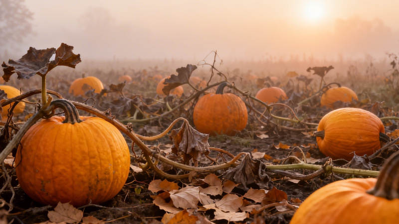 晨雾南瓜田 秋意浓如酒图片