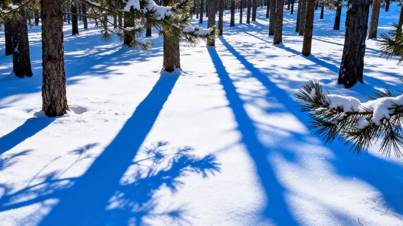 雪林长影 静谧冬日景图片