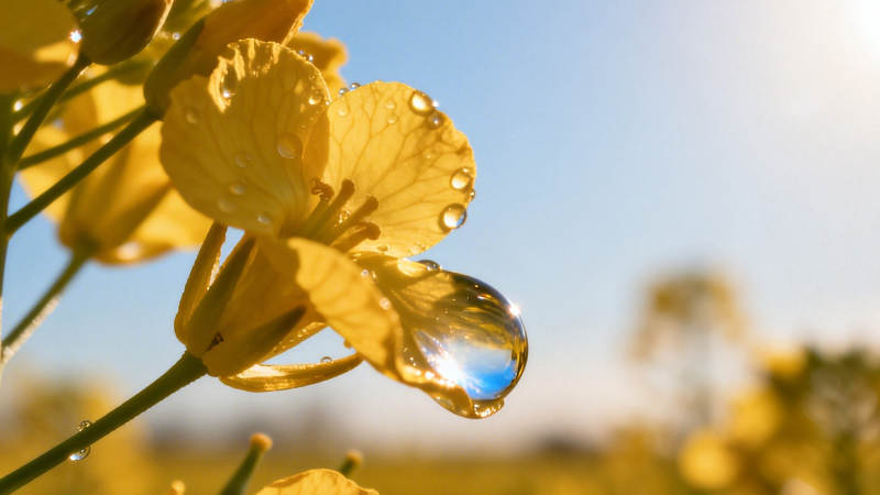 黄花含露 晨光映滴图片