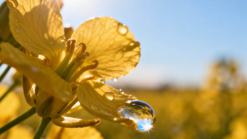 晨光露珠映黄花图片