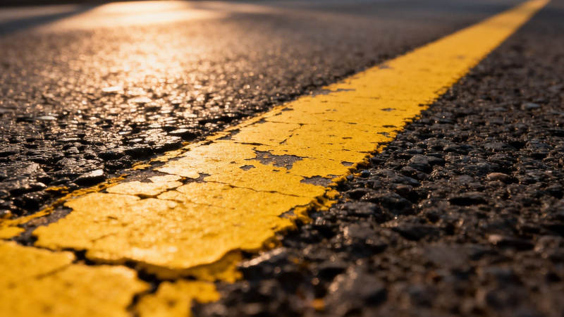 夕阳下的黄线公路图片