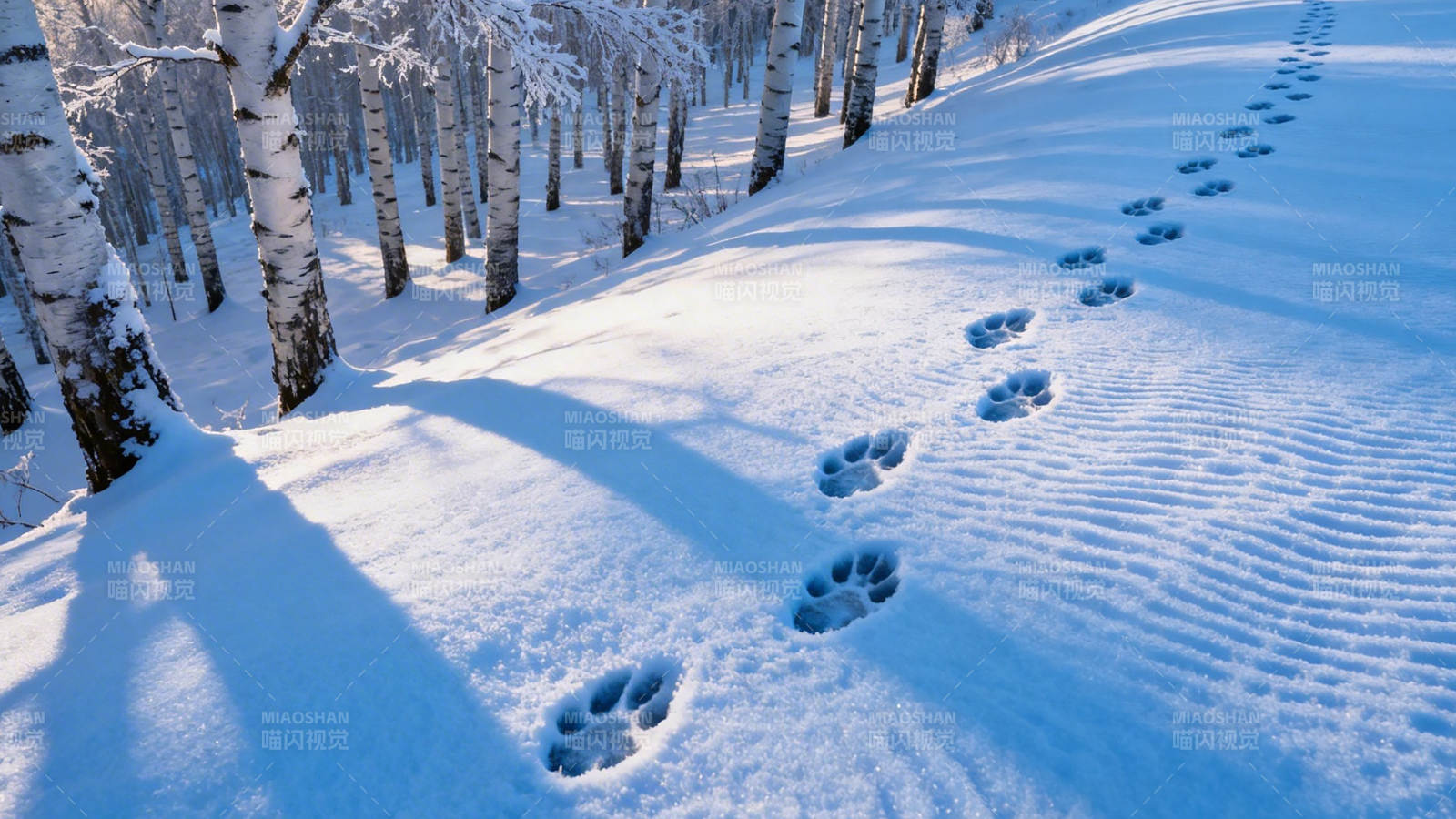 雪径熊踪 林间静默行图片