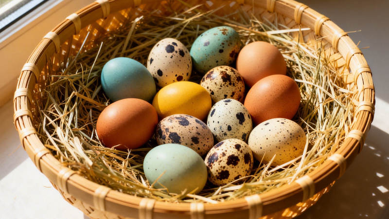 彩蛋卧草篮 春日暖意浓图片