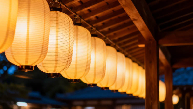 灯笼暖光映古檐图片