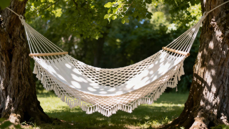 树间吊床 绿意悠然休憩处图片