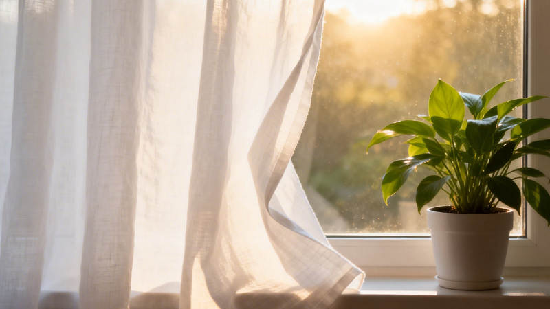 晨光窗台绿植静美图片