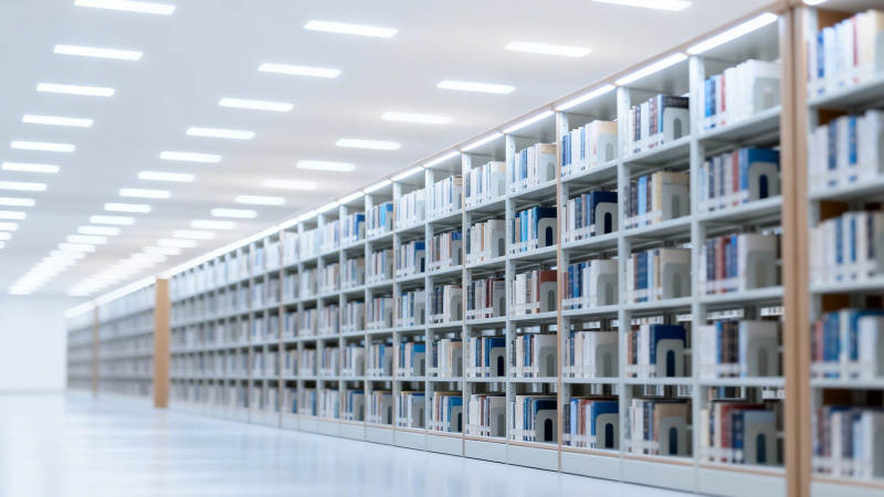 图书馆书架长廊图片