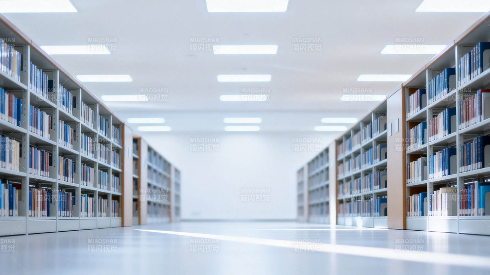 图书馆书架长廊静谧光景图片