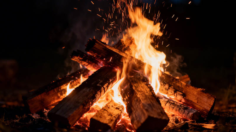 篝火熊熊 火花飞溅夜未央图片