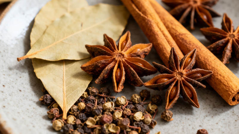 香料组合 八角桂皮香叶胡椒图片