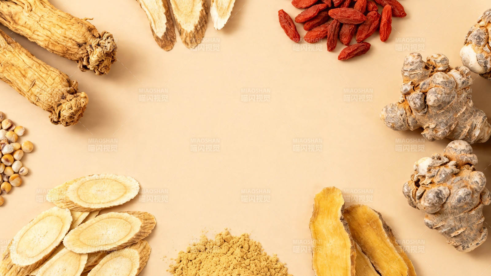 中药材环绕布局图图片