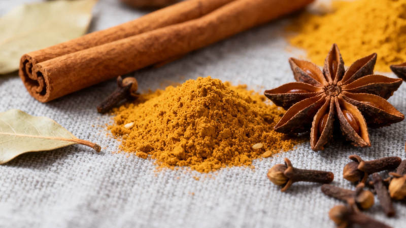 香料组合 肉桂 八角 丁香等图片