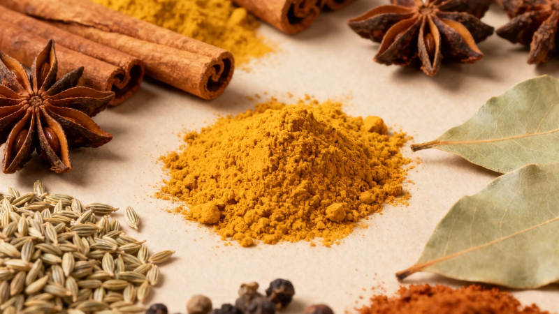 香料荟萃 咖喱粉与八角桂皮图片