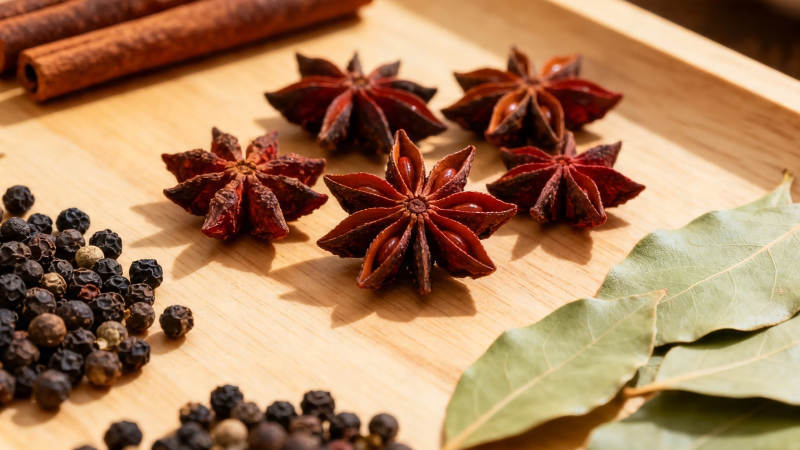 香料组合 八角 胡椒 桂皮 香叶图片