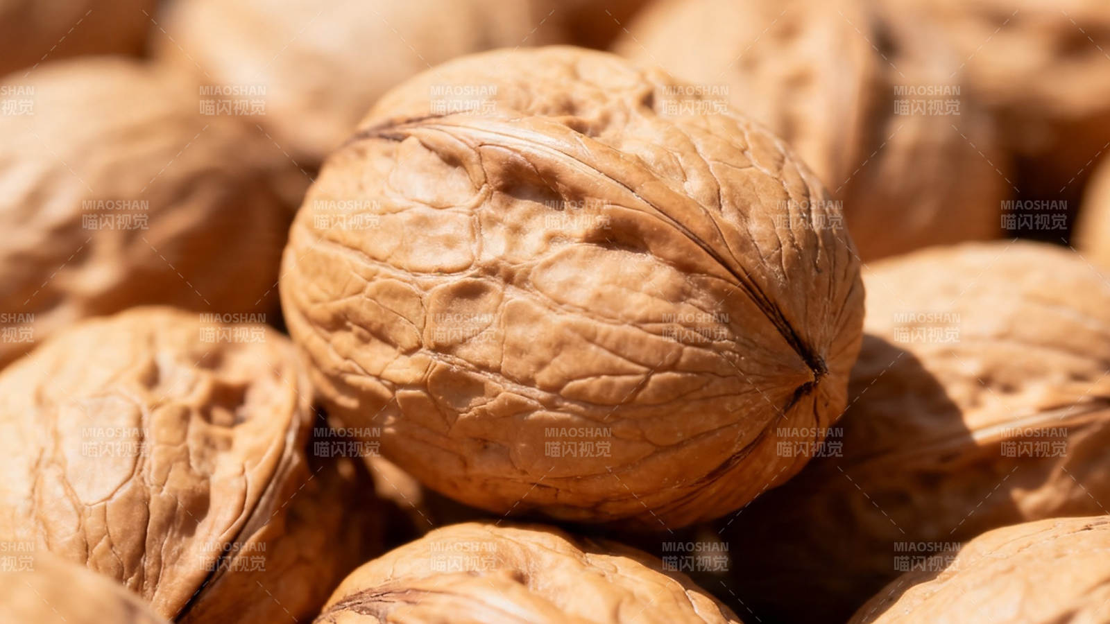 核桃堆叠 纹理清晰自然图片