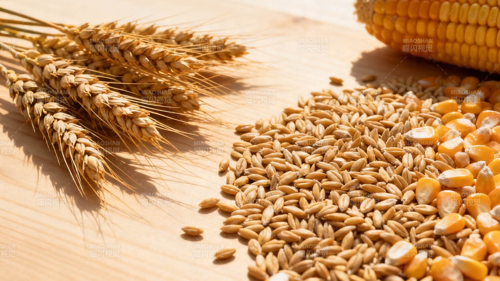 麦穗玉米粒 丰收好景象图片
