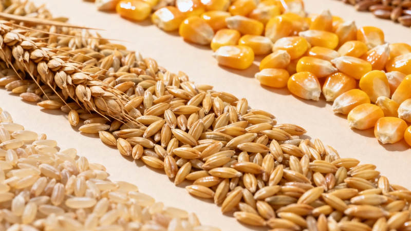 谷物玉米稻米排列展示图片