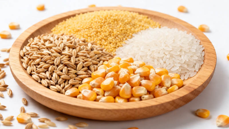 五谷杂粮木盘盛放图图片