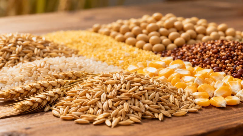 五谷杂粮堆满木桌香图片