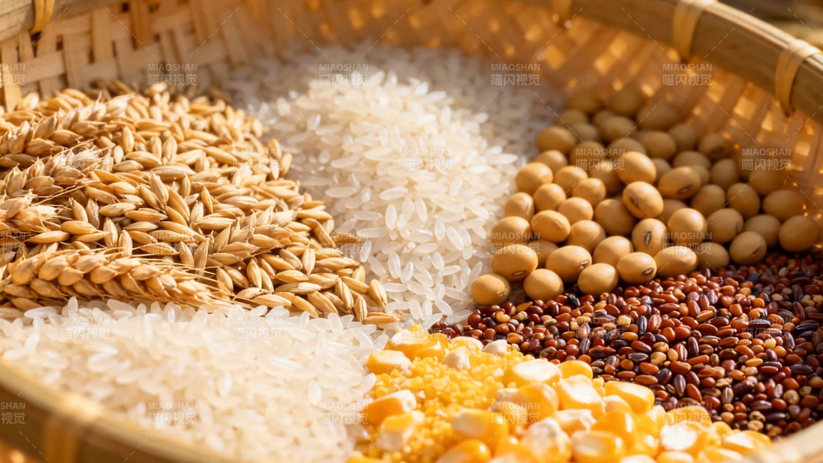 五谷丰登 粮满竹篮图片