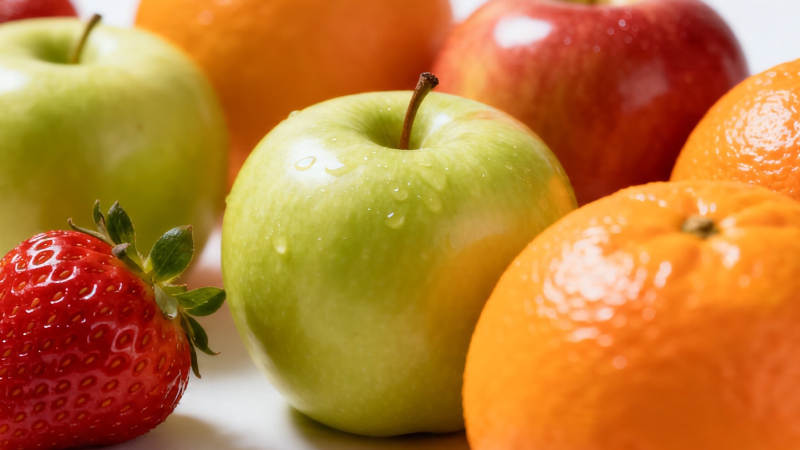 新鲜水果特写 苹果橙子草莓图片